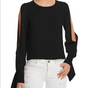 Ramy Brook 100% Silk Slit Sleeve Addy Top Blouse Black XS S